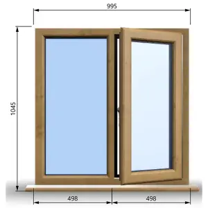 995mm (W) x 1045mm (H) Wooden Stormproof Window - 1/2 Right Opening Window - Toughened Safety Glass