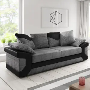 Arlo Corded Fabric Sofa with Leather-Effect Arms 3 Seater