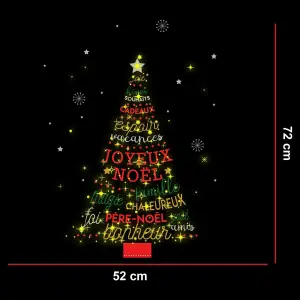 Walplus French Quote Christmas with Tree Moon & Stars Glow Decal Home Decoration