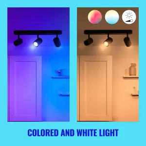 White WiZ Colour Imageo Smart Connected WiFi Ceiling Light Spot Fixture, Black Triple Spotlight with App Control.