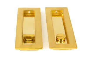 From The Anvil Polished Brass 175mm Plain Rectangular Pull - Privacy Set