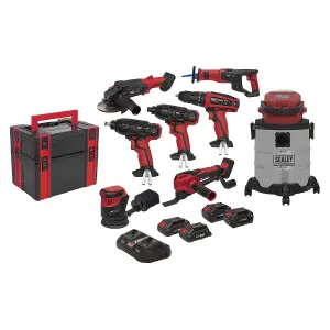 Sealey 8 x 20V SV20 Series Cordless Tool Combo - 4 Batteries CP20VCOMBO4