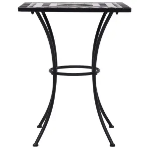 Berkfield Mosaic Bistro Table Black and White 60 cm Ceramic