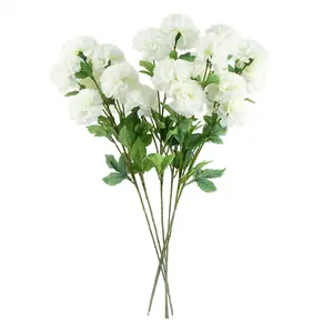 Pack of 6 x 70cm White Artificial Carnation Stem - 4 Flowers