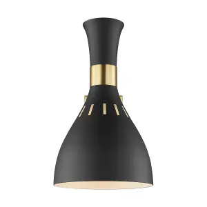 Elstead Joan 1 Light Dome Wall Light, Midnight Black, Burnished Brass, E27