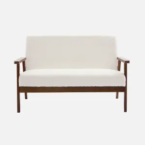 sweeek. 2-seater scandi-style sofa in boucle light walnut stained legs Isak boucle Off-White Boucle 114x69.5x73 cm