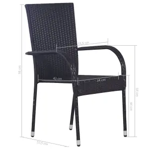 Berkfield Stackable Outdoor Chairs 2 pcs Poly Rattan Black