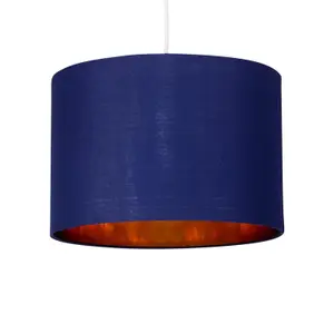 First Choice Lighting Navy Blue 25cm Light Shade with Gold Inner