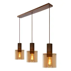 Lucide Toledo Vintage Bar Pendant Light 20cm - 3xE27 - Amber