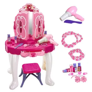 GLAMOUR MIRROR GIRLS VANITY DRESSING TABLE PLAY SET FUN TOY LIGHT CHRISTMAS GIFT