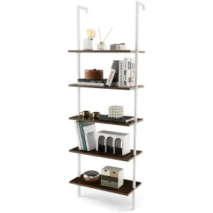 Costway 5-Tier Ladder Shelf Bookshelf Wall Mounted Hanging Storage Shelf Plant Display Rack