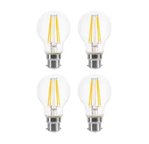 100w Equivalent LED Traditional Looking Filament Light Bulb A60 GLS B22 Bayonet 6.6w LED - Warm White - Pack of 4