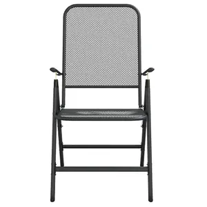 Berkfield Folding Garden Chairs 2 pcs Expanded Metal Mesh Anthracite