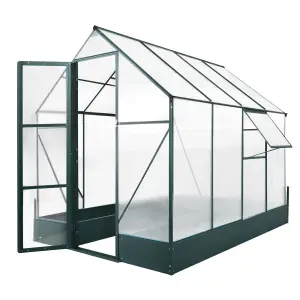 Outsunny Walk-in Greenhouse Garden Polycarbonate Aluminium w/ Smart Window 6x8ft