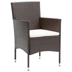 Berkfield Garden Dining Chairs 4 pcs Poly Rattan Brown