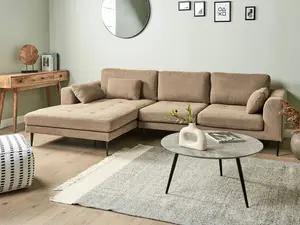 Corner Sofa FLAM Light Brown Fabric Right Hand