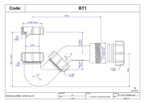 McAlpine BT1 19mm Water Seal Adjustable Inlet Tubular Swivel 'P' Trap with Multifit Outlet 1"