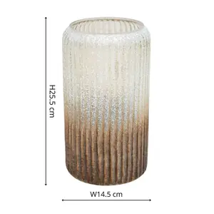 Verre Frosted Ribbed Glass Gold Vase H25.5Cm W14.5Cm