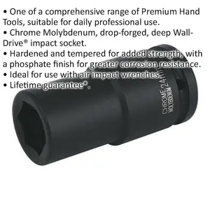 24mm Forged Deep Impact Socket - Durable 3/4 Inch Drive Chromoly Tool