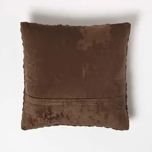 Homescapes Sofia Pleated Brown Velvet Cushion