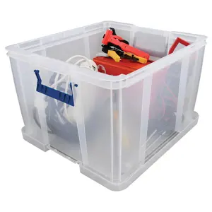 BANKERS BOX 48L Clear Plastic Storage Box with Lid Super Strong Plastic Box 30 x 41 x 37cm