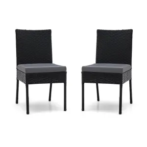 Costway 2-Piece Patio Wicker Chairs Garden Outdoor Dining Chair Set W/ Cushions