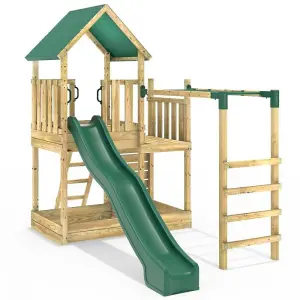 Rebo Modular Wooden Climbing Frame Adventure Playset - M3 plus Monkey Bars