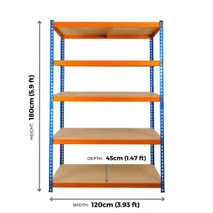 NEW 5 Tier Extra Heavy Duty Storage Racking 1800h x 1200w x 450d mm 300kg