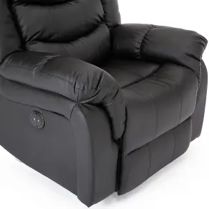 Seattle Electric Automatic Recliner Armchair Sofa Home Lounge Bonded Leather Chair (Black)