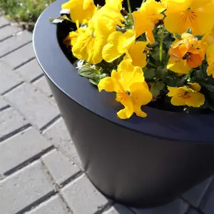 35cm High Galvanised Matte Black Cone Planter