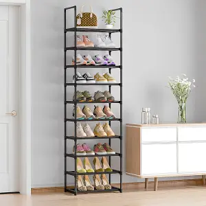 10 Tier Black Metal Shoe Rack Shoe Storage Organizer Shoe Shelf