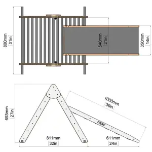 Rebo Montessori Pikler Style Climbing Triangle & Ramp