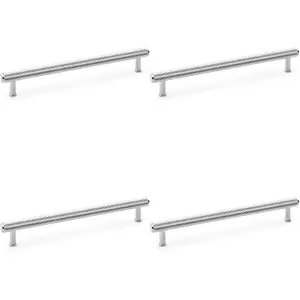 4 PACK - Knurled T Bar Pull Handle - Polished Chrome - 224mm Centres Premium Drawer Door