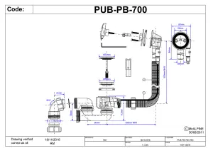 McAlpine PUB-PB-700 1.5" x 70mm Polished Stainless Steel Flange Chrome Plated Brass Push Button Action Pop-Up Bath Waste 700mm