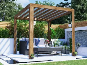 Dunster House Pergola with Roof 2.5m x 2.5m Pressure Treated Wooden Shelter Terracube