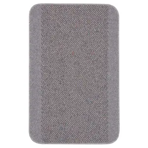 Washable Designer Rugs & Mats Bordered Design in Silver Grey  110G