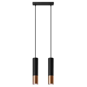 Loopez Steel Black/Copper 2 Light Classic Pendant Ceiling Light