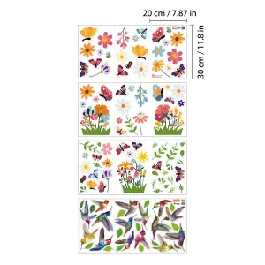 Walplus Small Hummingbirds with Butterflies In The Meadow Of Flowers Window Clings Rooms Décor