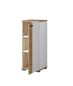 Fargo 09 Bathroom Cabinet H860mm W350mm D300mm - White Gloss & Oak Golden Finish