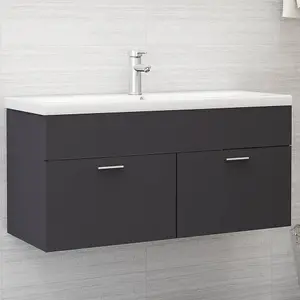 Berkfield Sink Cabinet with Built-in Basin Grey Engineered Wood