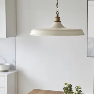 Luminosa Afragola Dome Pendant Ceiling Light Matt Warm White, Satin Gold Paint