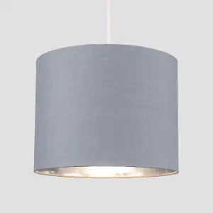 ValueLights Reni Grey and Chrome Small Ceiling Pendant Light Shade