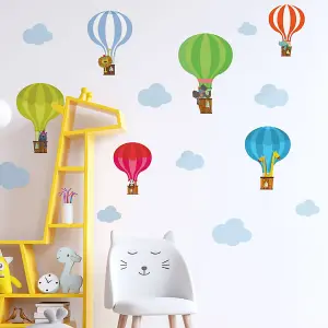 Hot Air Balloons Wall Sticker Pack Children's Bedroom Nursery Playroom Décor Self-Adhesive Removable