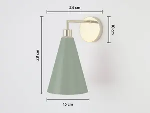 houseof Metal Cone Shade Wall Light - Olive Green