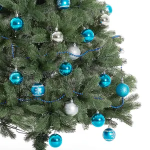 Christmas Baubles - 64-piece set in silver and blue - silver/blue