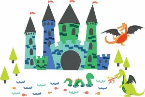 Wallpops Kids Lucky Dragons Castle Peel & Stick Wall Art Stickers