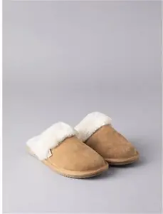 Ladies' Sheepskin Slider Slippers In Tan - Size 3