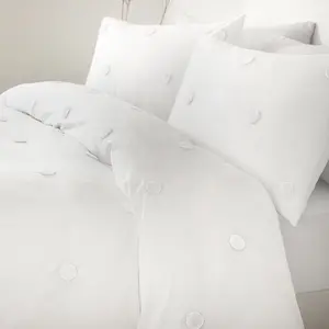 Dot Garden Cotton Solid Colour Duvet Cover Set with Pillowcases White/White Dots / King Duvet Cover + 2 Standard Pillowcases