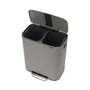 Brabantia Bo 30 Litre + 30 Litre Pedal Bin with Two Inner Buckets Mineral Concrete Grey