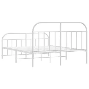 Berkfield Metal Bed Frame with Headboard and Footboard White 150x200 cm